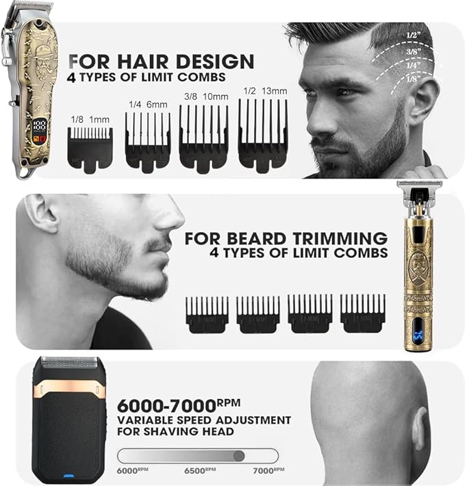 Hair Clippers Set with LED Display